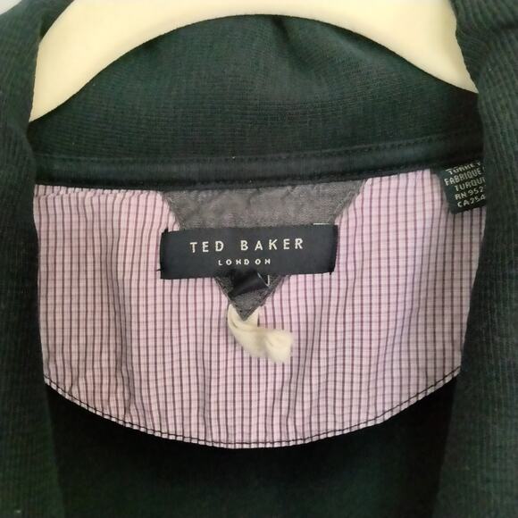 Ted Baker Size 5 Navy Button Front Shawl Collar Grandpa Sweatshirt Cardigan - Picture 8 of 8